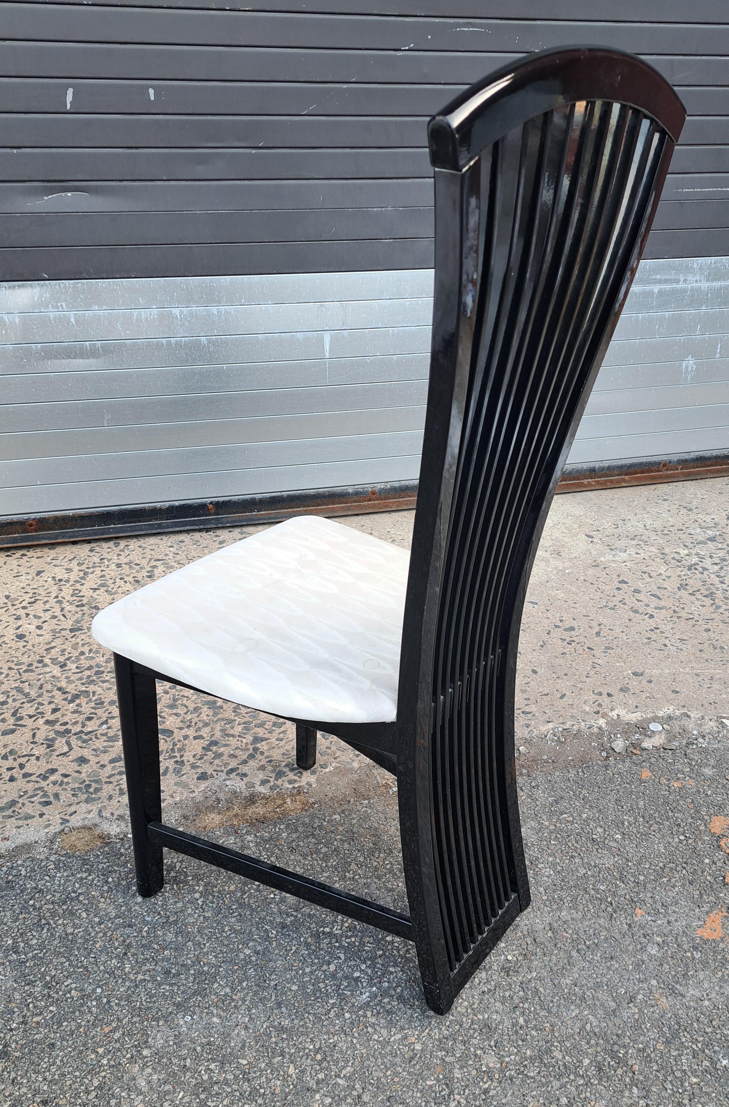 Wood Set of Six Italian Pietro Costantini Style Black Dining Chairs For Sale