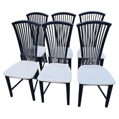 Set of Six Italian Pietro Costantini Style Black Dining Chairs