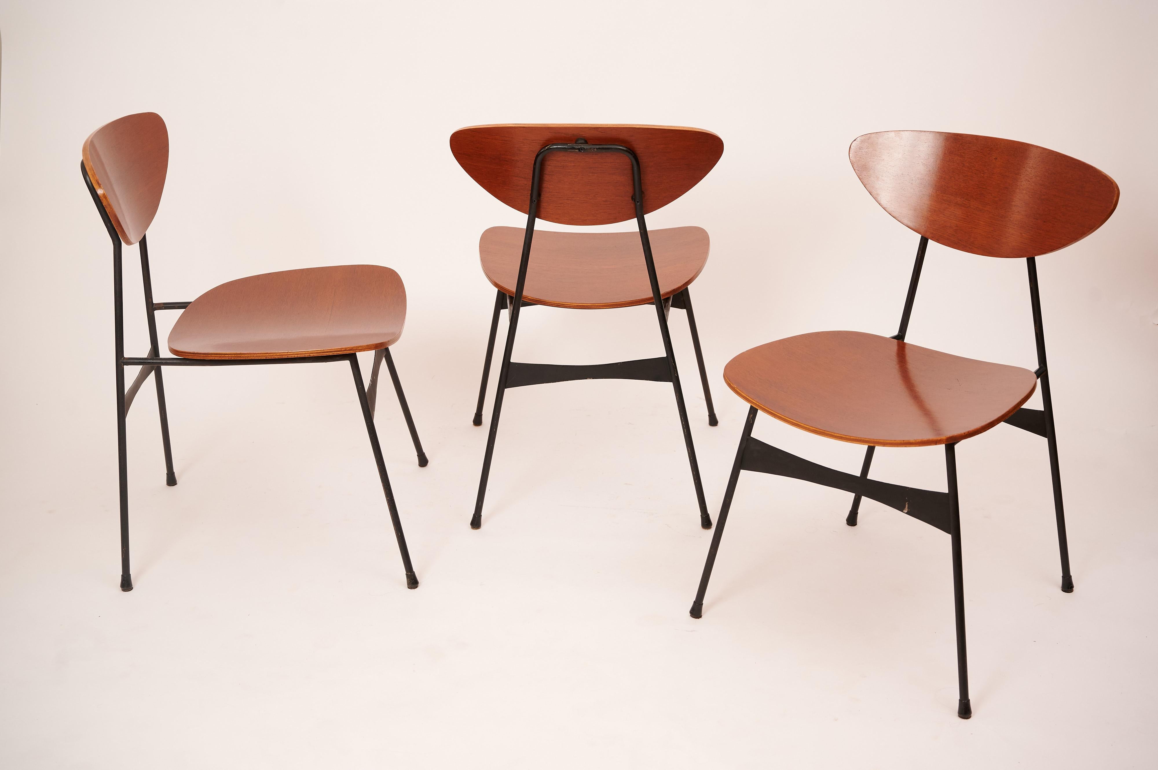 Metal Set of Six Italian Plywood Chairs For Sale
