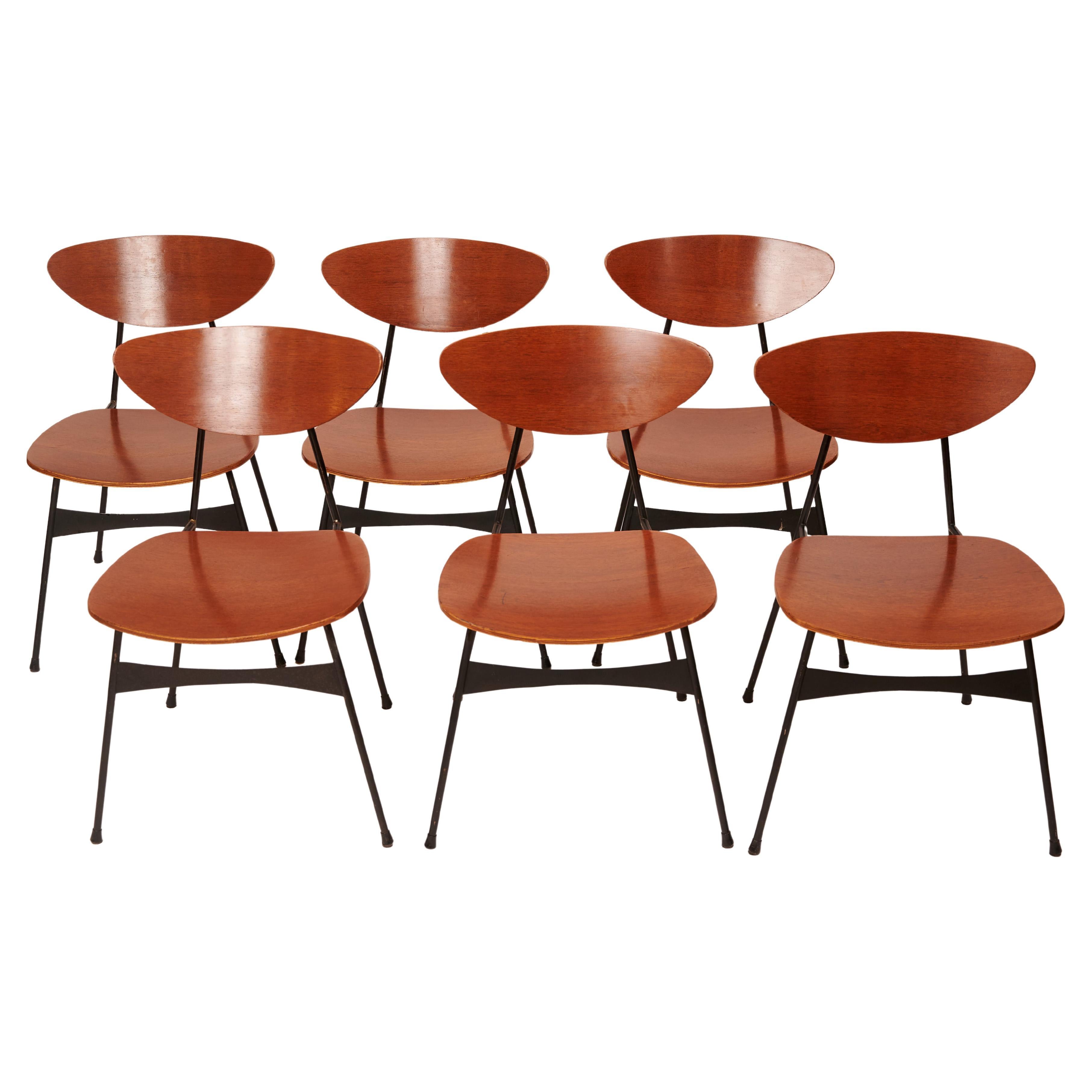 Set of Six Italian Plywood Chairs For Sale