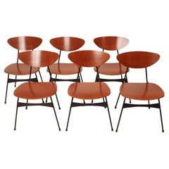 Conjunto de seis sillas italianas de madera contrachapada