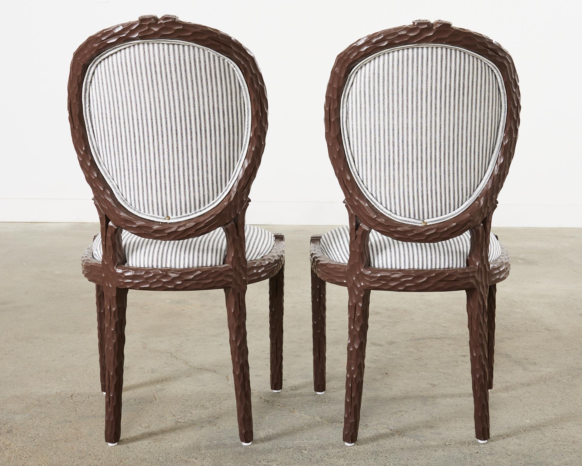 Set of Six Italian Regency Faux Bois Dining Chairs For Sale 13