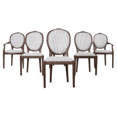 Vintage Set of Six Italian Regency Faux Bois Dining Chairs