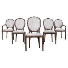 Set of Six Italian Regency Faux Bois Dining Chairs