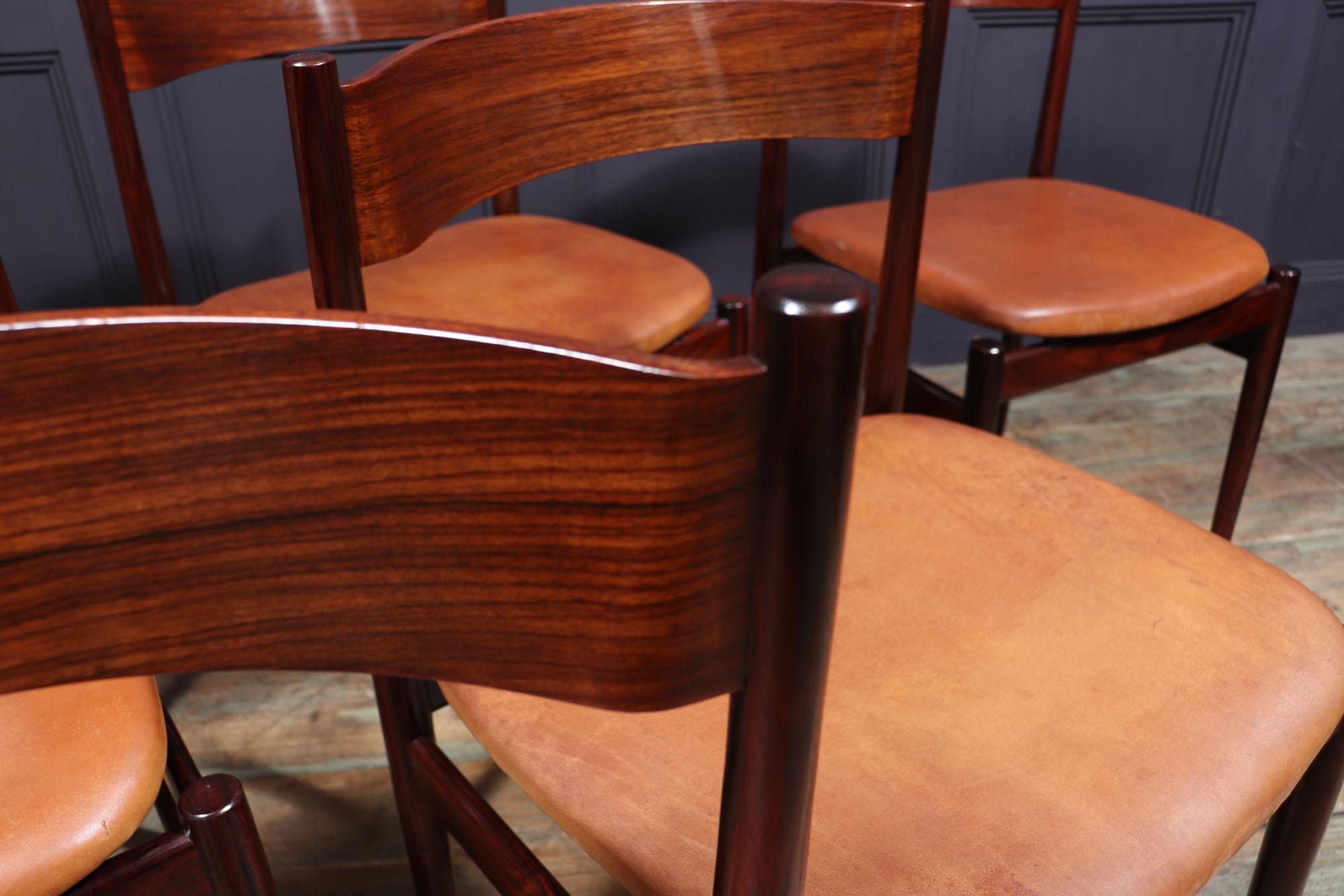 Set of Six Italian Rosewood Dining Chairs Cassina 6