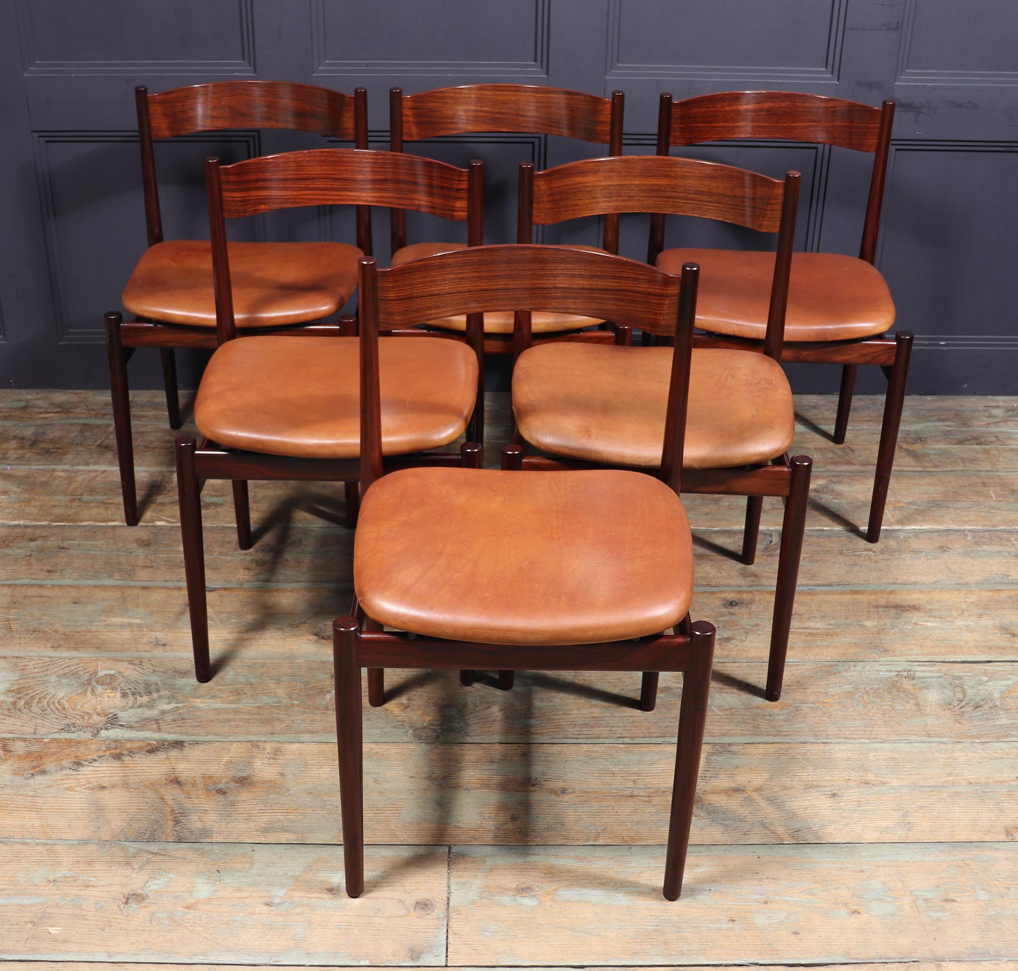 Set of Six Italian Rosewood Dining Chairs Cassina 10