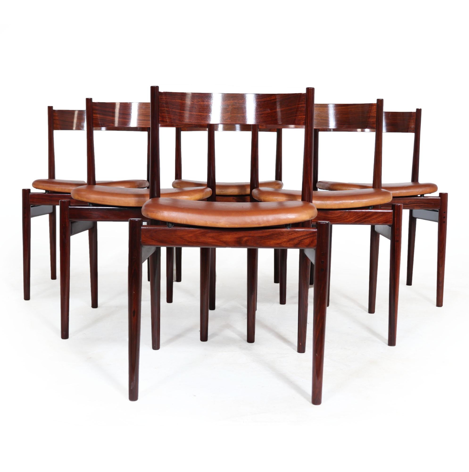 Set of Six Italian Rosewood Dining Chairs Cassina 11