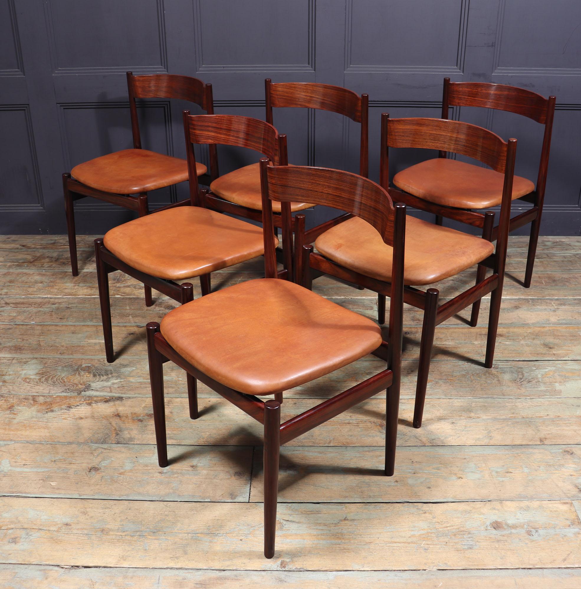Mid-20th Century Set of Six Italian Rosewood Dining Chairs Cassina