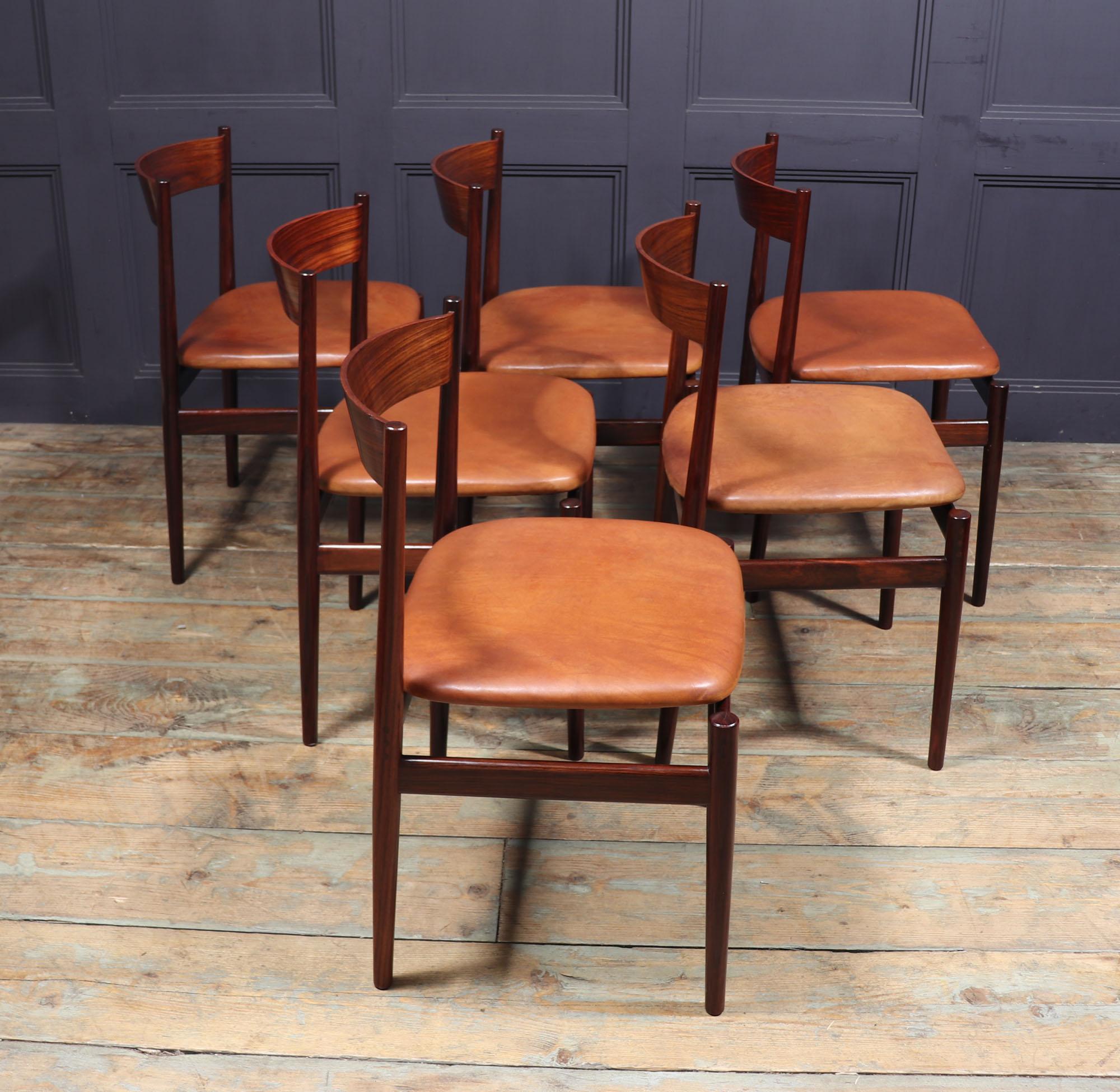 Set of Six Italian Rosewood Dining Chairs Cassina 2