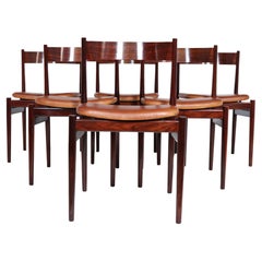 Set of Six Italian Rosewood Dining Chairs Cassina