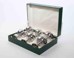 Set of Six Italian Silver Champagne Coupes in Presentation Box, 1960s