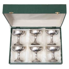 Set of Six Italian Silver Champagne Coupes in Presentation Box, 1960s