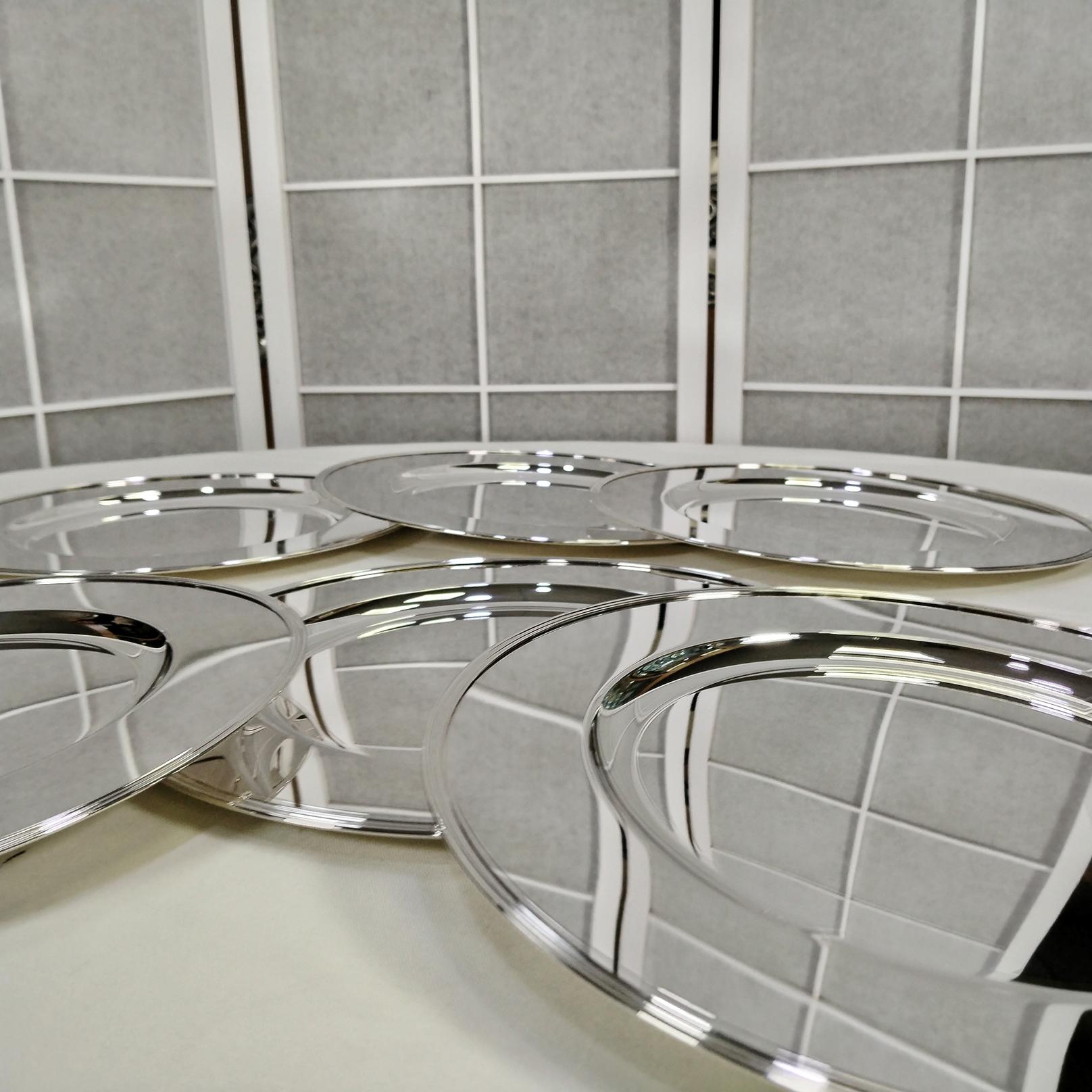 George I Set of six Italian solid 800 Solid Silver Chargers For Sale