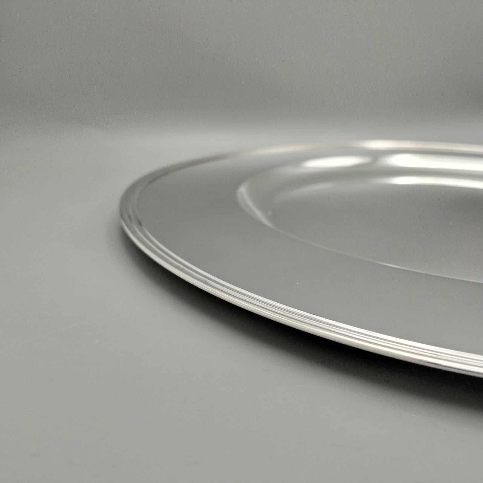 Turned Set of six Italian solid 800 Solid Silver Chargers For Sale
