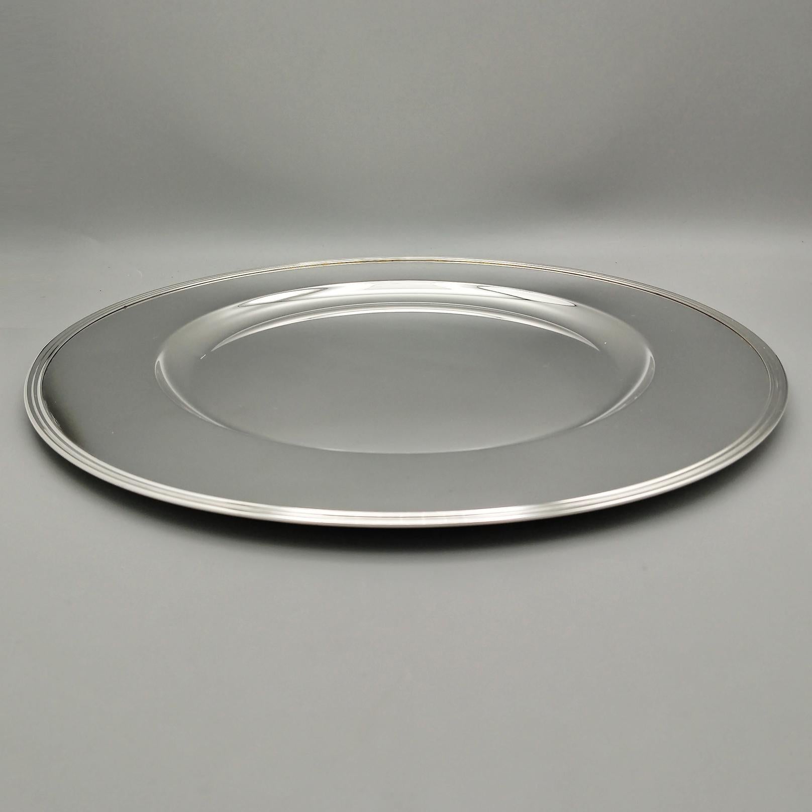 Contemporary Set of six Italian solid 800 Solid Silver Chargers For Sale