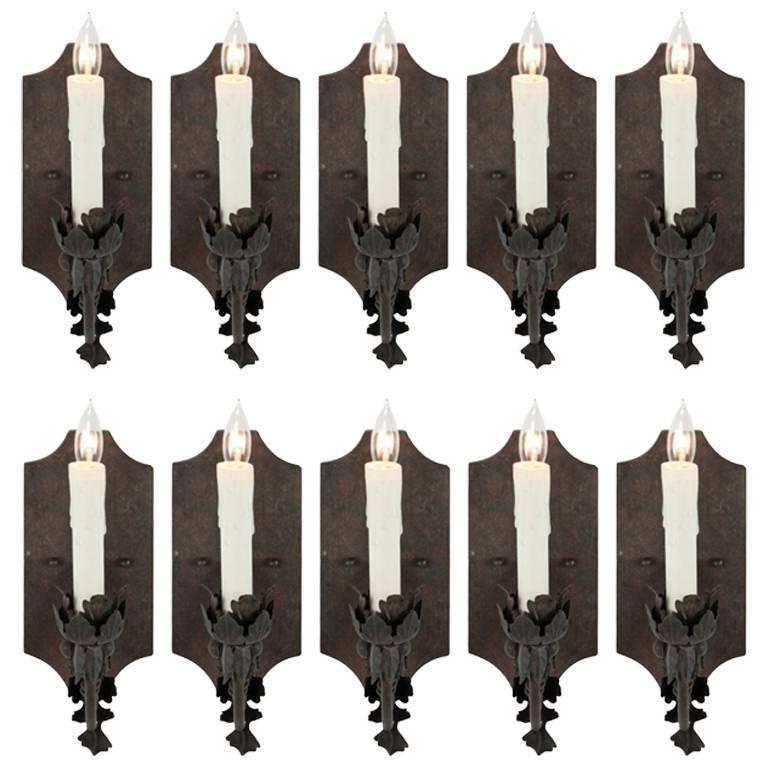 20th Century Set of Six Italian Style Three-Arm Sconces of Large-Scale For Sale