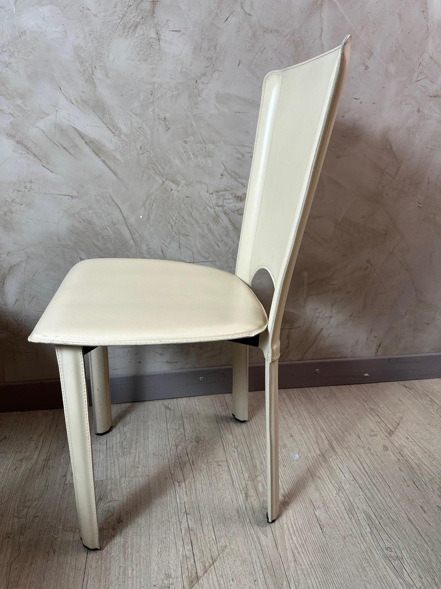 Set of Six Italian Vintage Leather Chairs, 1980s For Sale 9