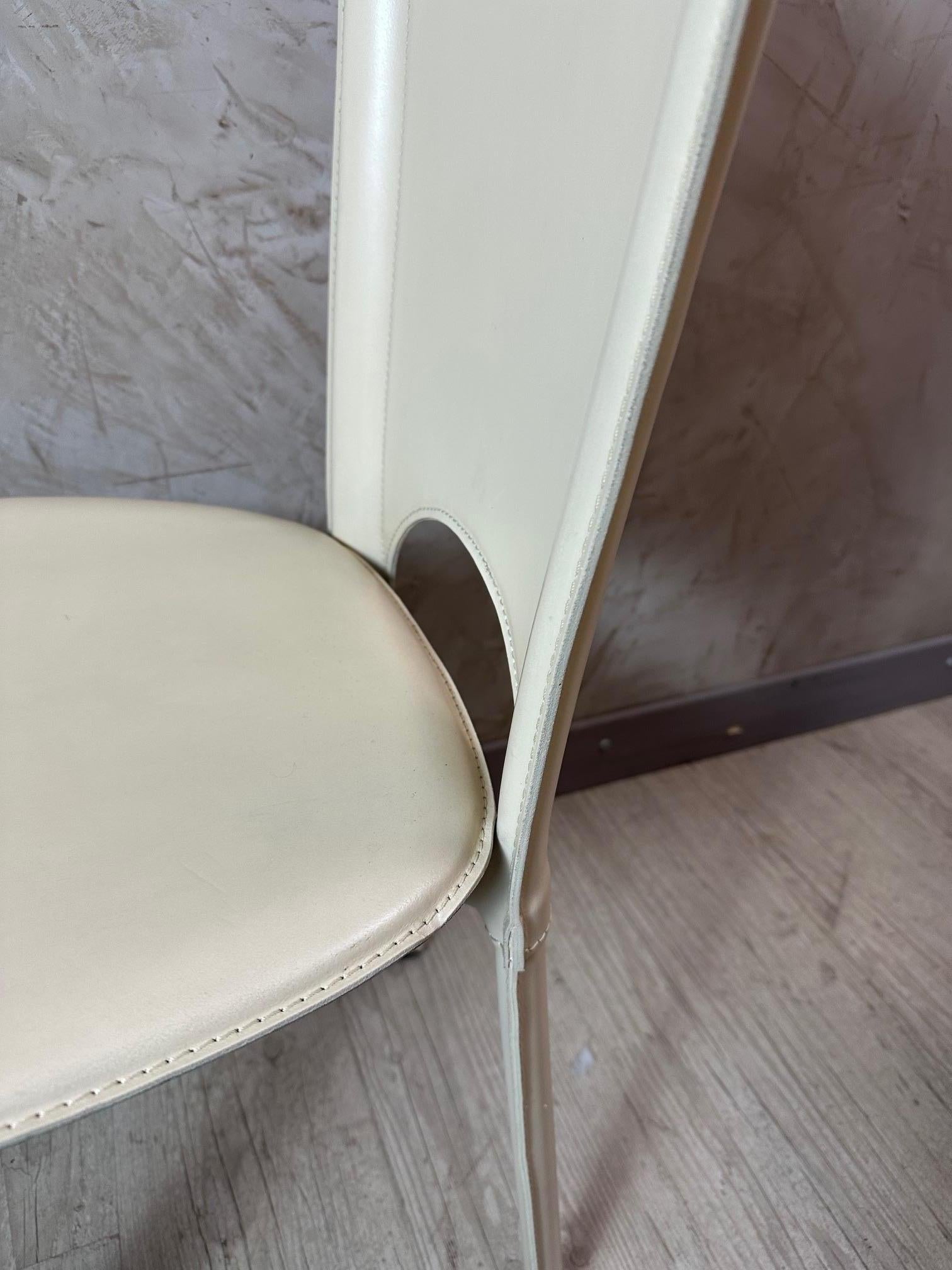Set of Six Italian Vintage Leather Chairs, 1980s For Sale 10
