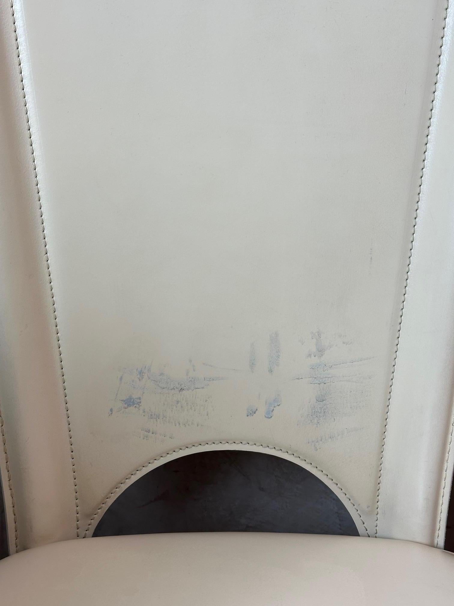 Set of Six Italian Vintage Leather Chairs, 1980s For Sale 2