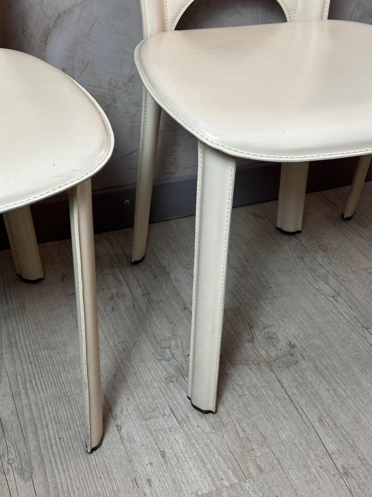 Set of Six Italian Vintage Leather Chairs, 1980s For Sale 4