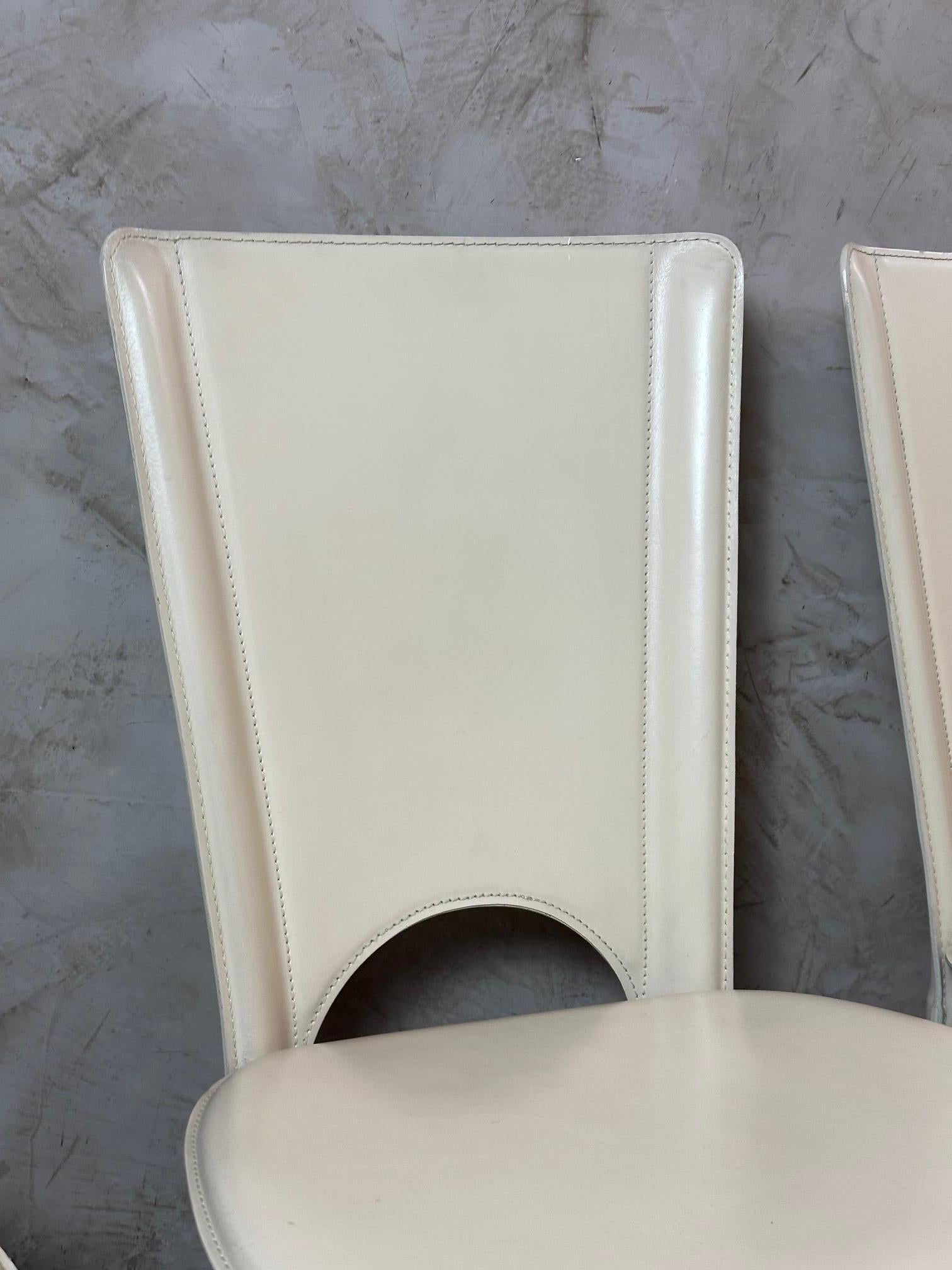 Set of Six Italian Vintage Leather Chairs, 1980s For Sale 5