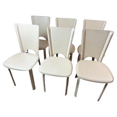 Set of Six Italian Vintage Leather Chairs, 1980s