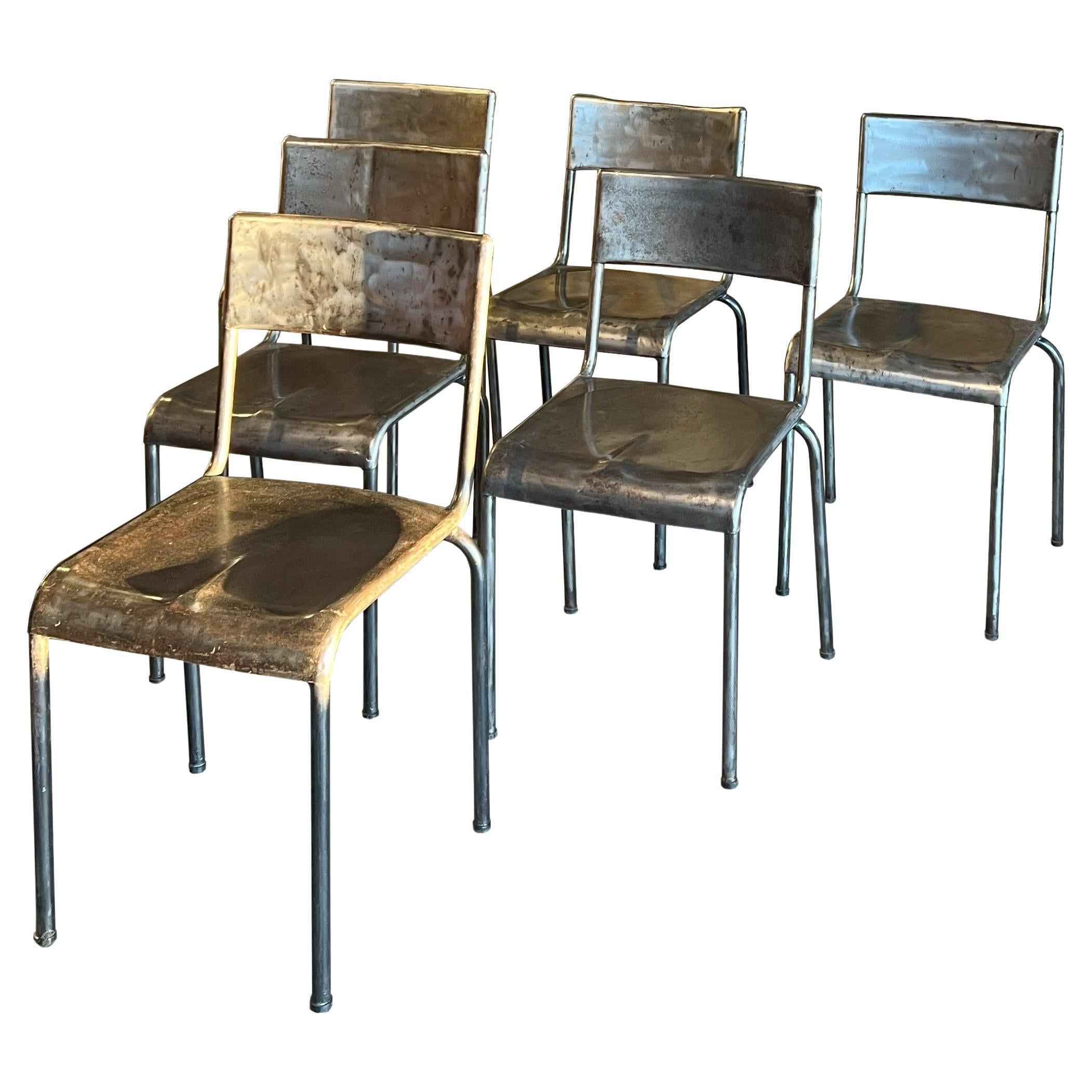 Set of six Italian Vintage Metal Chairs For Sale