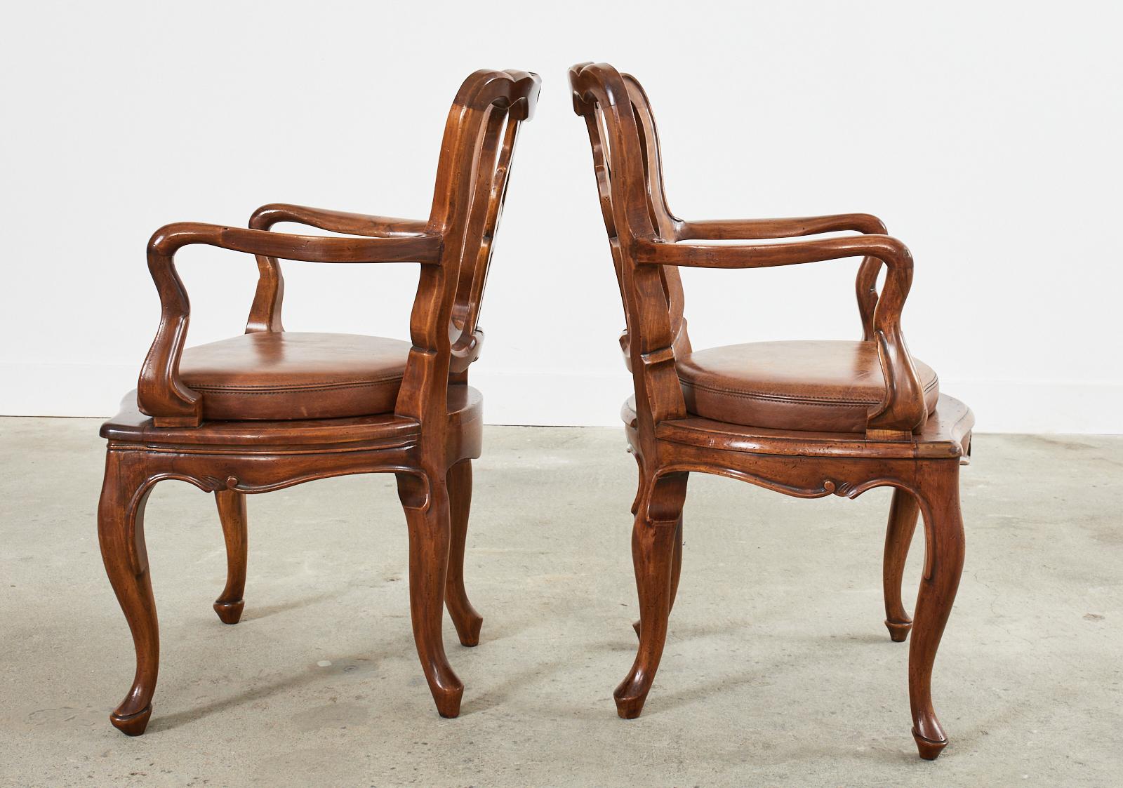 Set of Six Italian Walnut Rococo Style Venetian Dining Chairs 5