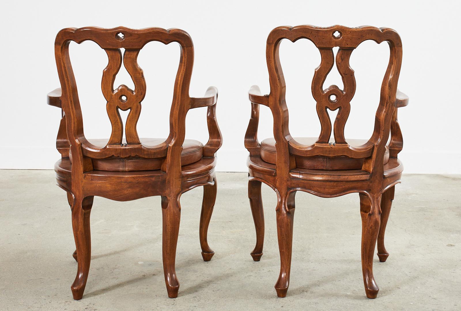 Set of Six Italian Walnut Rococo Style Venetian Dining Chairs 8