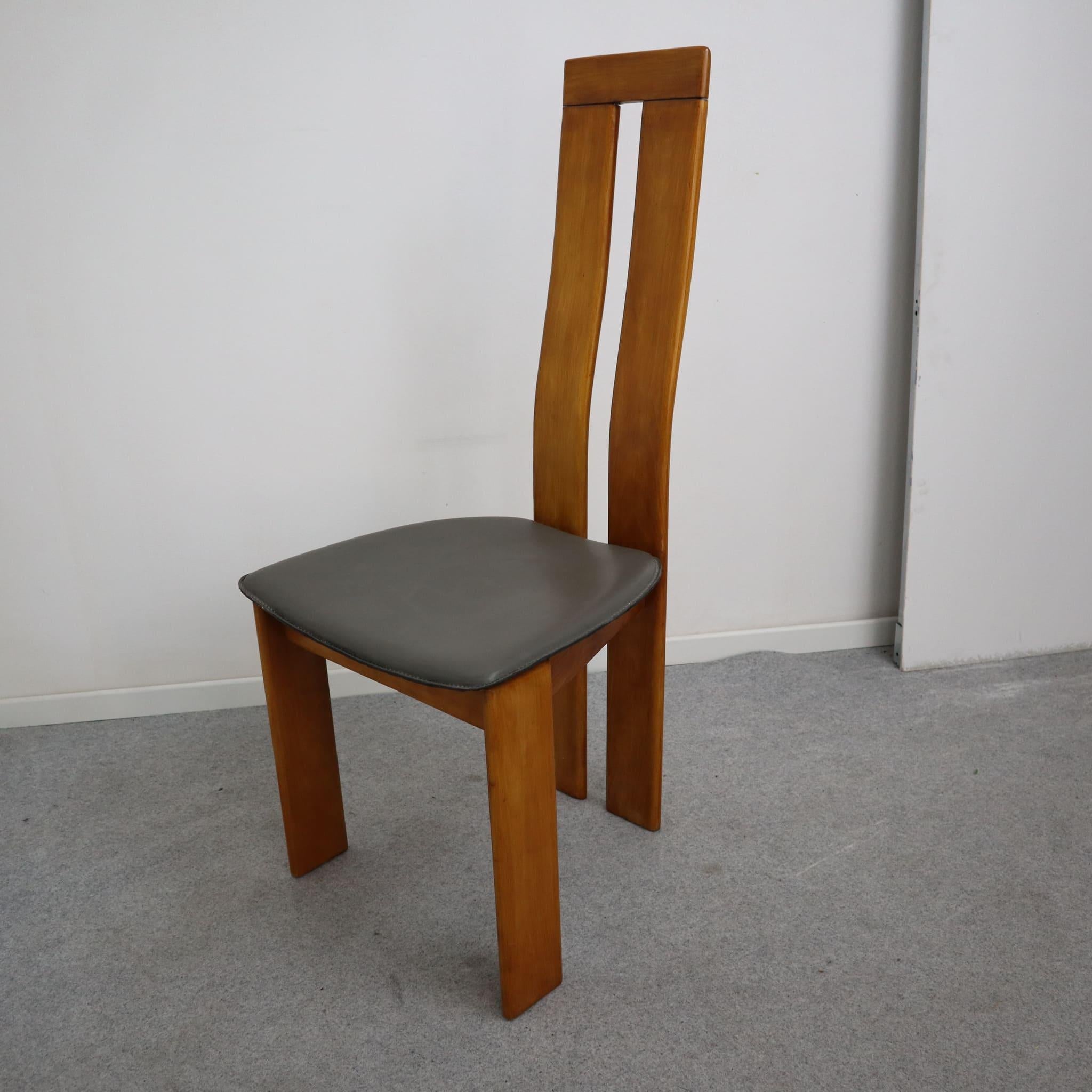 Mid-Century Modern Set of six italian wood chairs by Mario Marenco for Mobil Girgi, Italy, 1970s For Sale