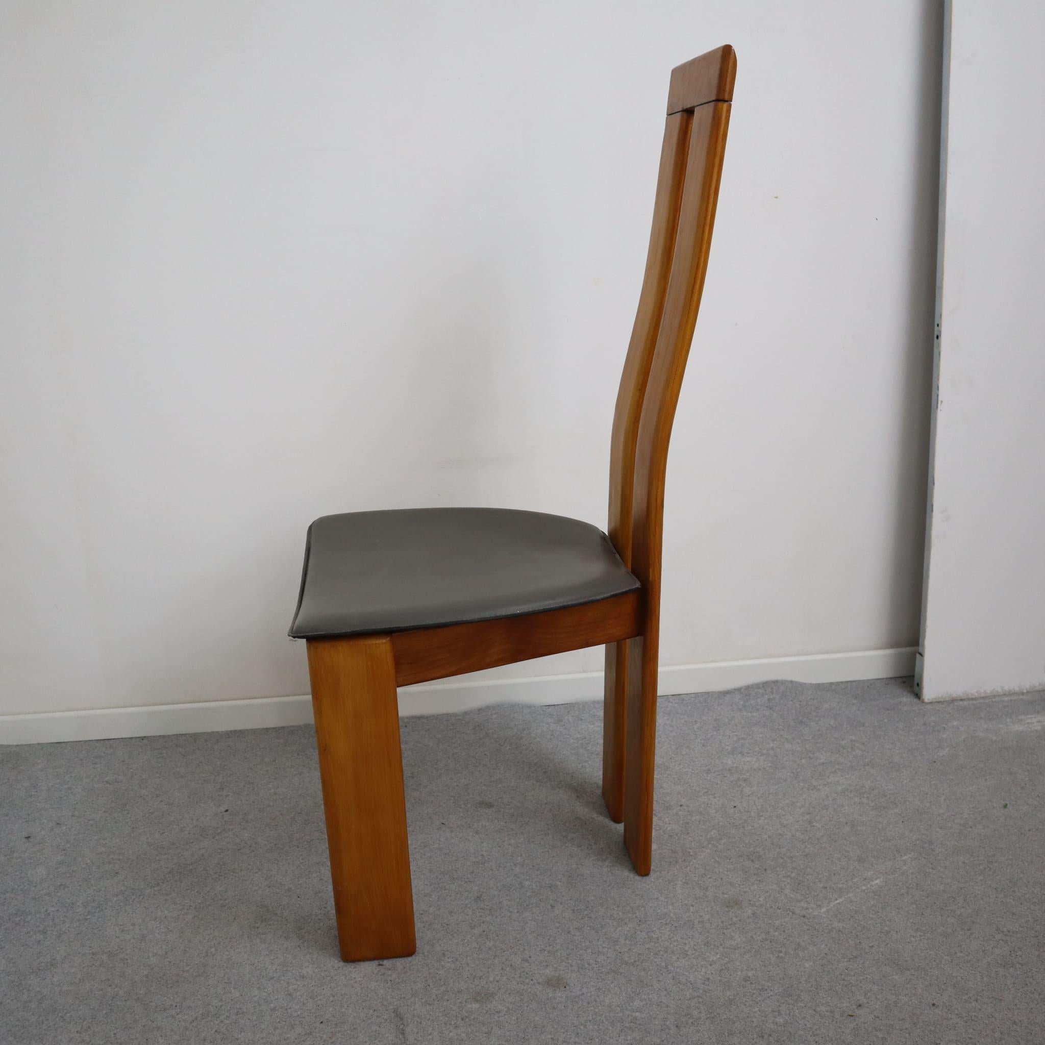 Italian Set of six italian wood chairs by Mario Marenco for Mobil Girgi, Italy, 1970s For Sale