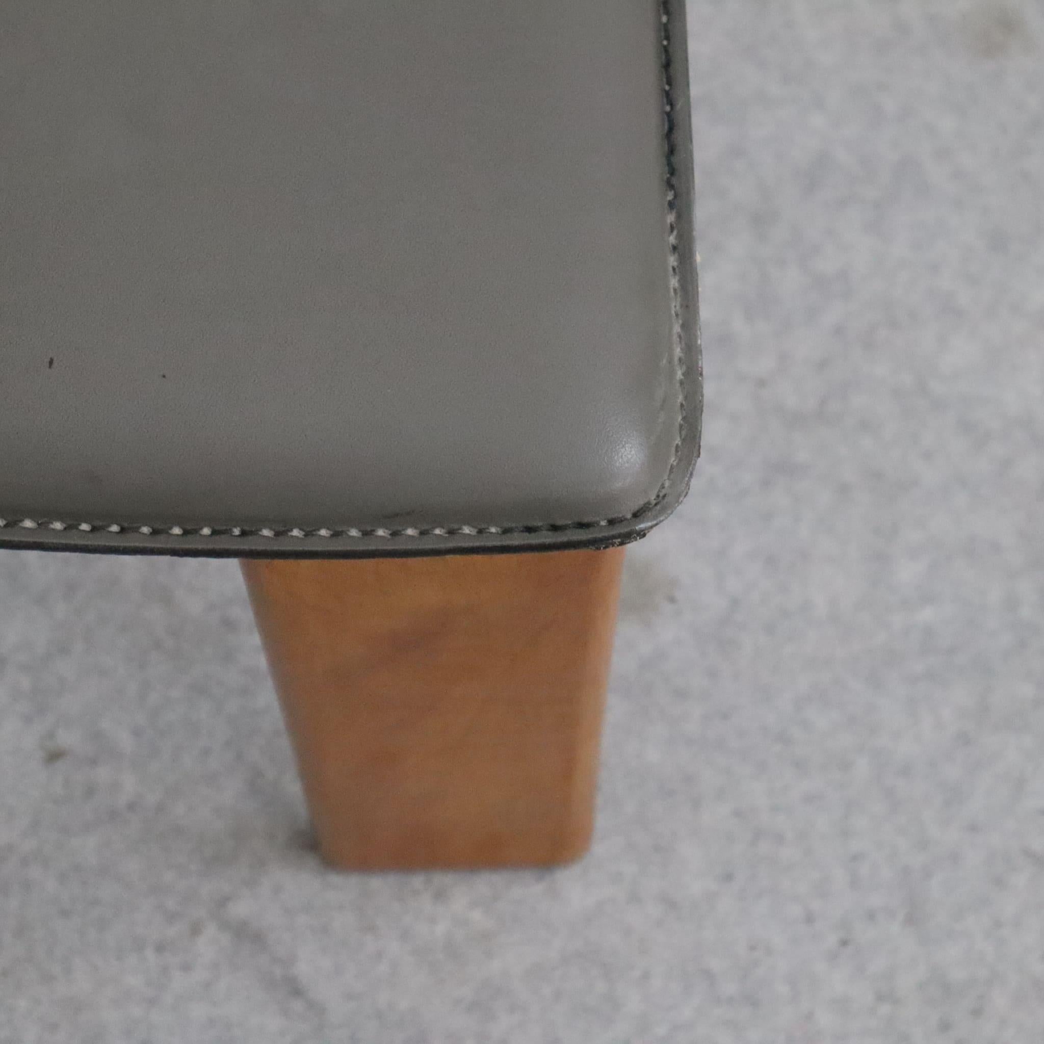 Leather Set of six italian wood chairs by Mario Marenco for Mobil Girgi, Italy, 1970s For Sale