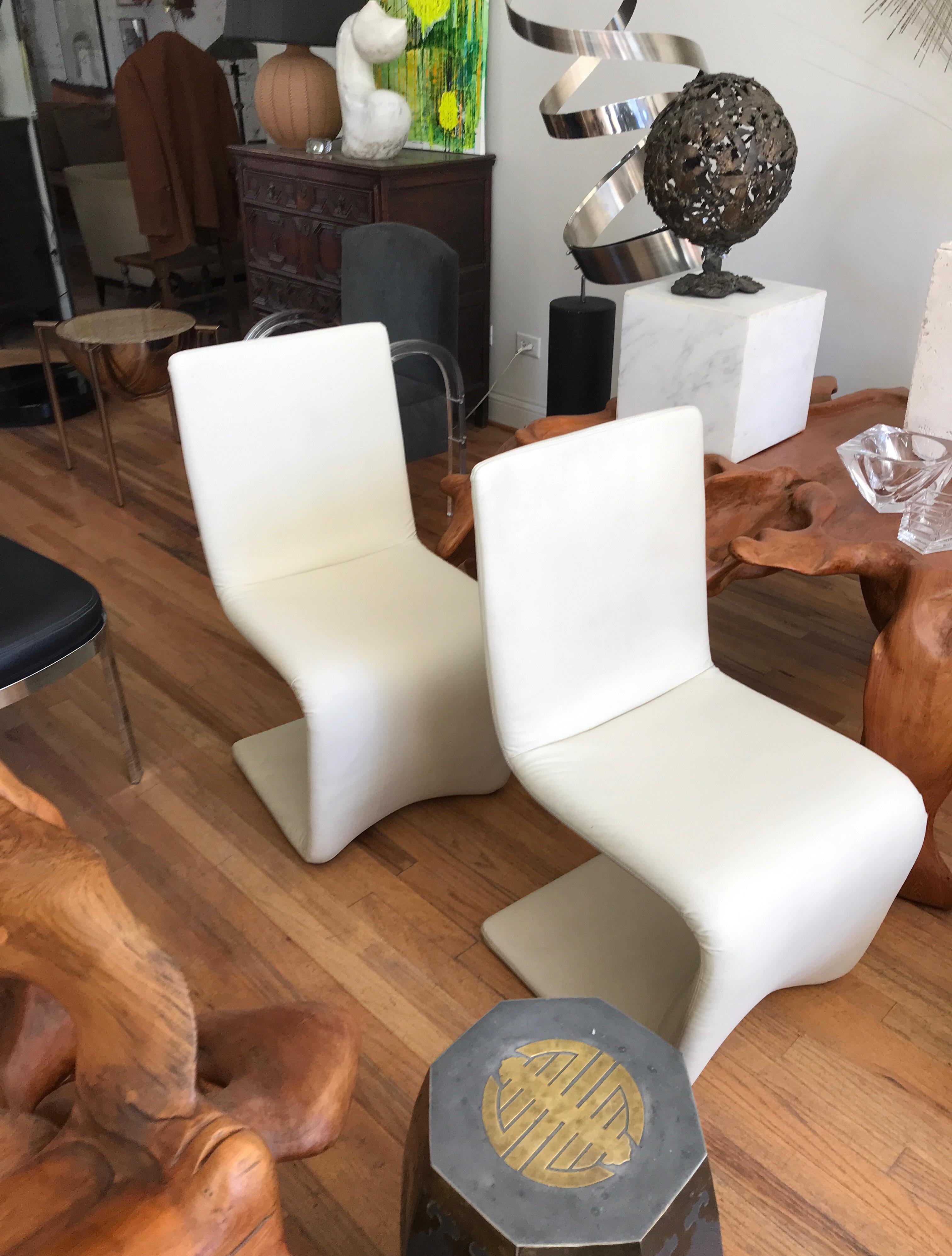 Set of Six Italian Wrapped Leather Dining Chairs by Bonaldo 3