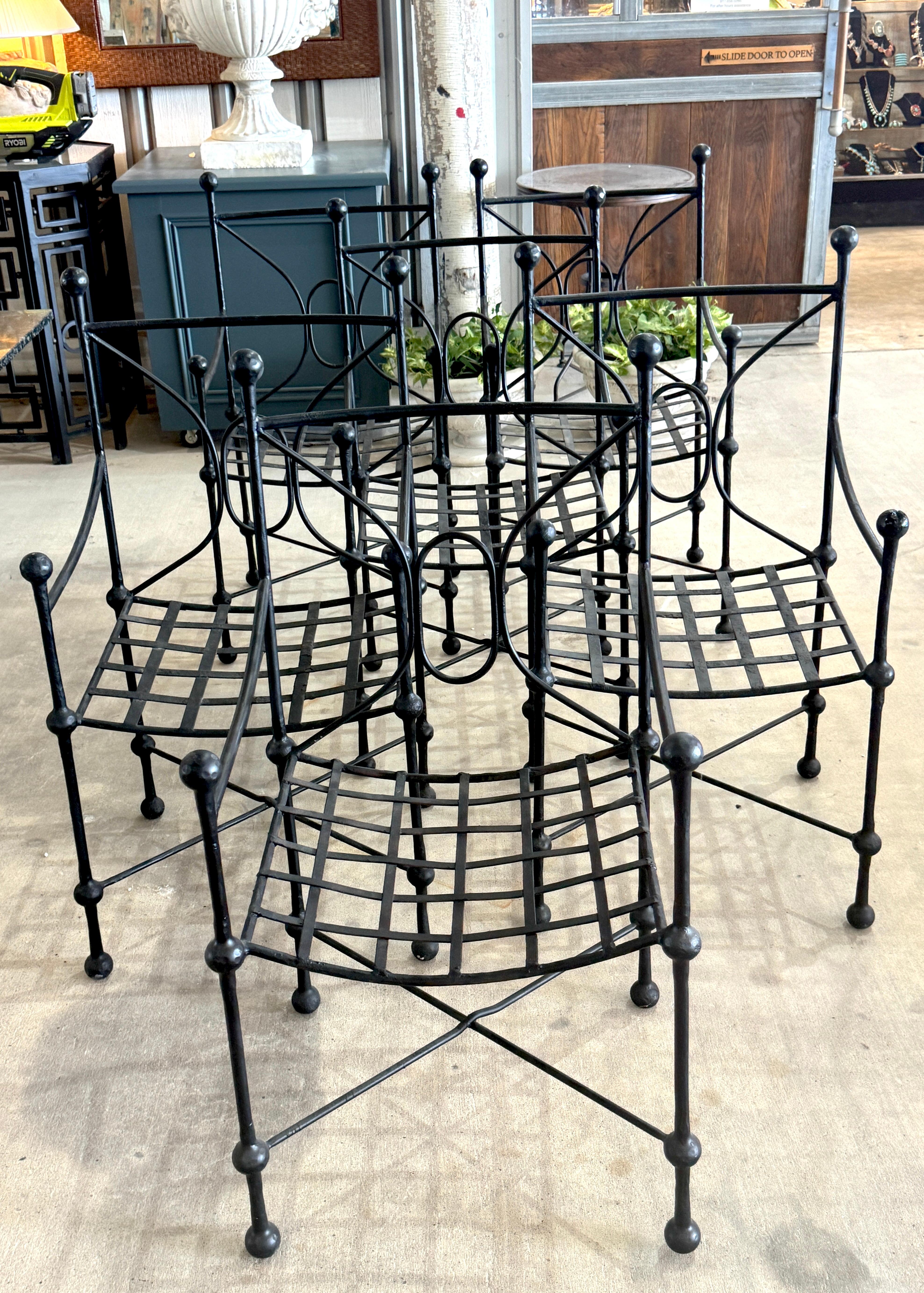 Set of Six Italian Wrought Iron Armchairs, Attributed to Mario Papperzini, 1960s For Sale 5