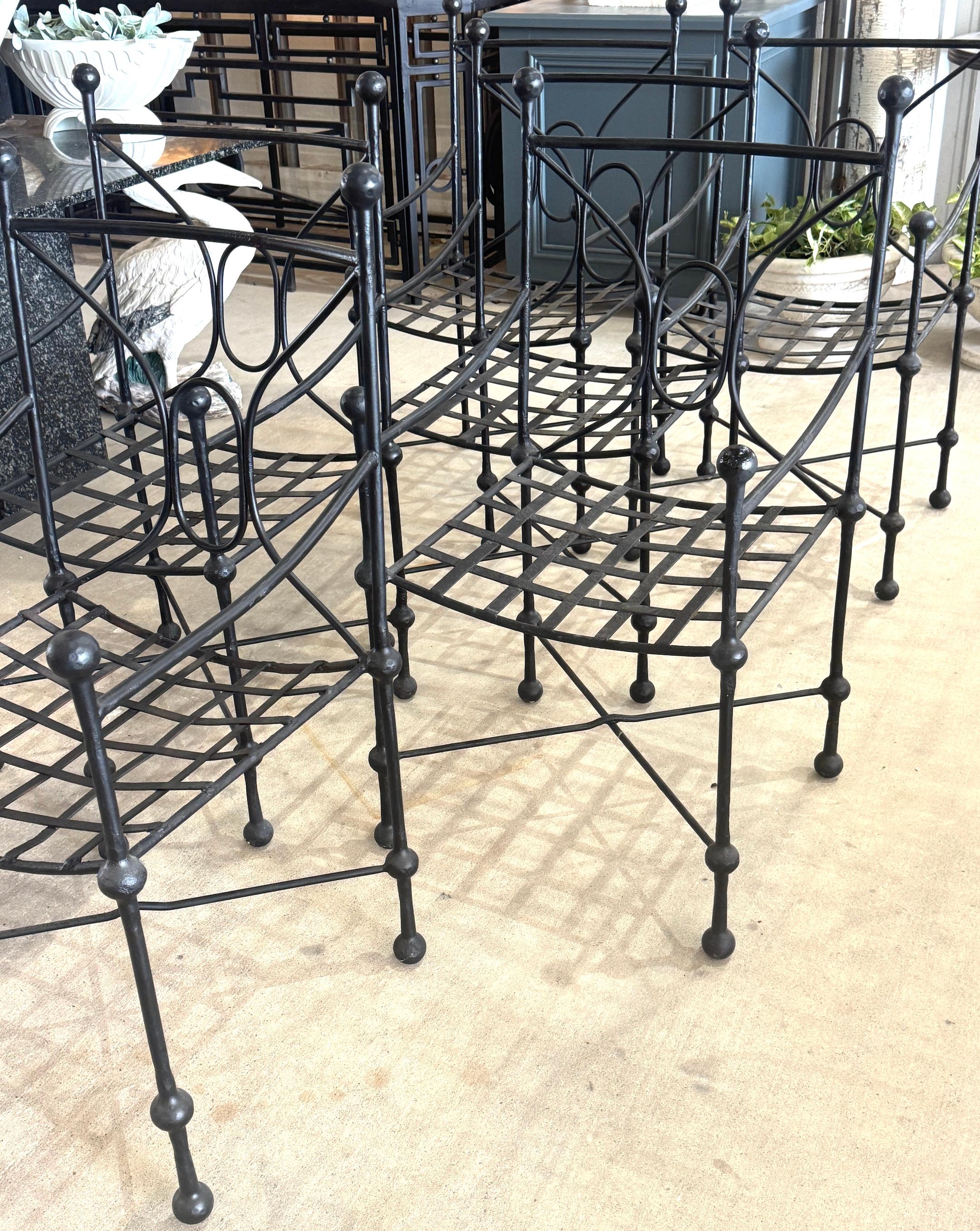 Painted Set of Six Italian Wrought Iron Armchairs, Attributed to Mario Papperzini, 1960s For Sale