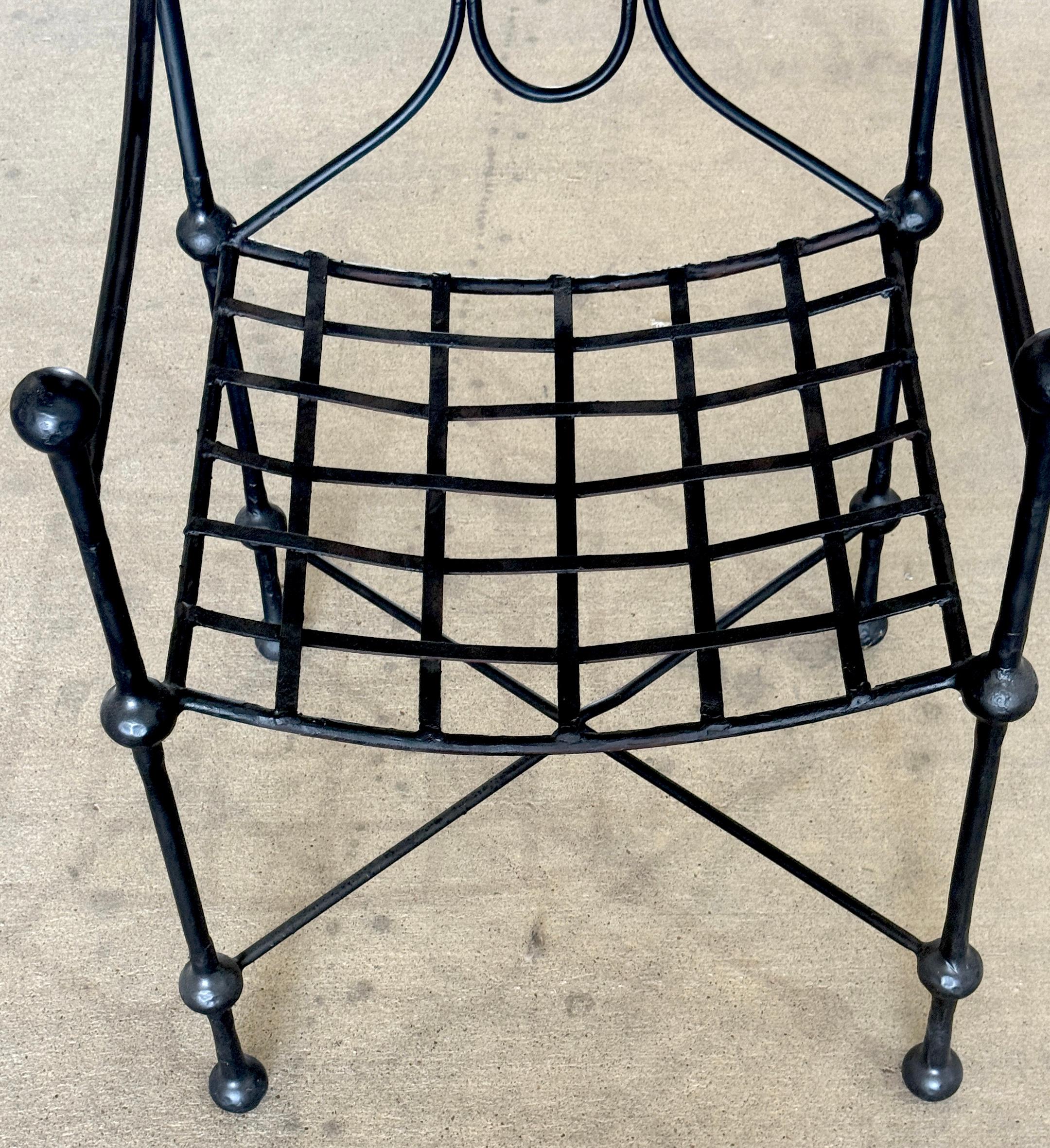 20th Century Set of Six Italian Wrought Iron Armchairs, Attributed to Mario Papperzini, 1960s For Sale