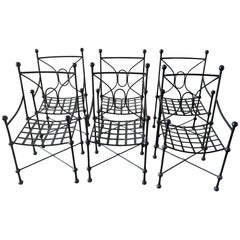 Set of Six Italian Wrought Iron Armchairs, Attributed to Mario Papperzini, 1960s
