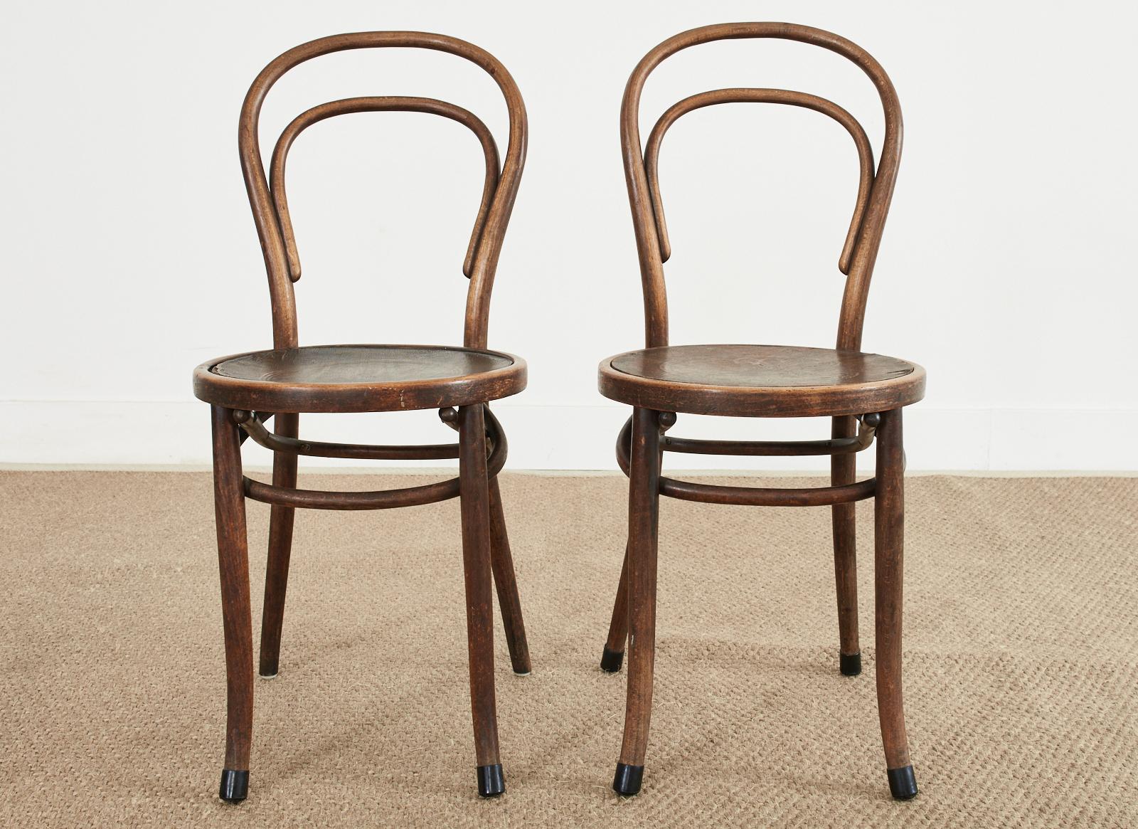 Hand-Crafted Set of Six J and J Kohn for Thonet Bentwood Bistro Dining Chairs