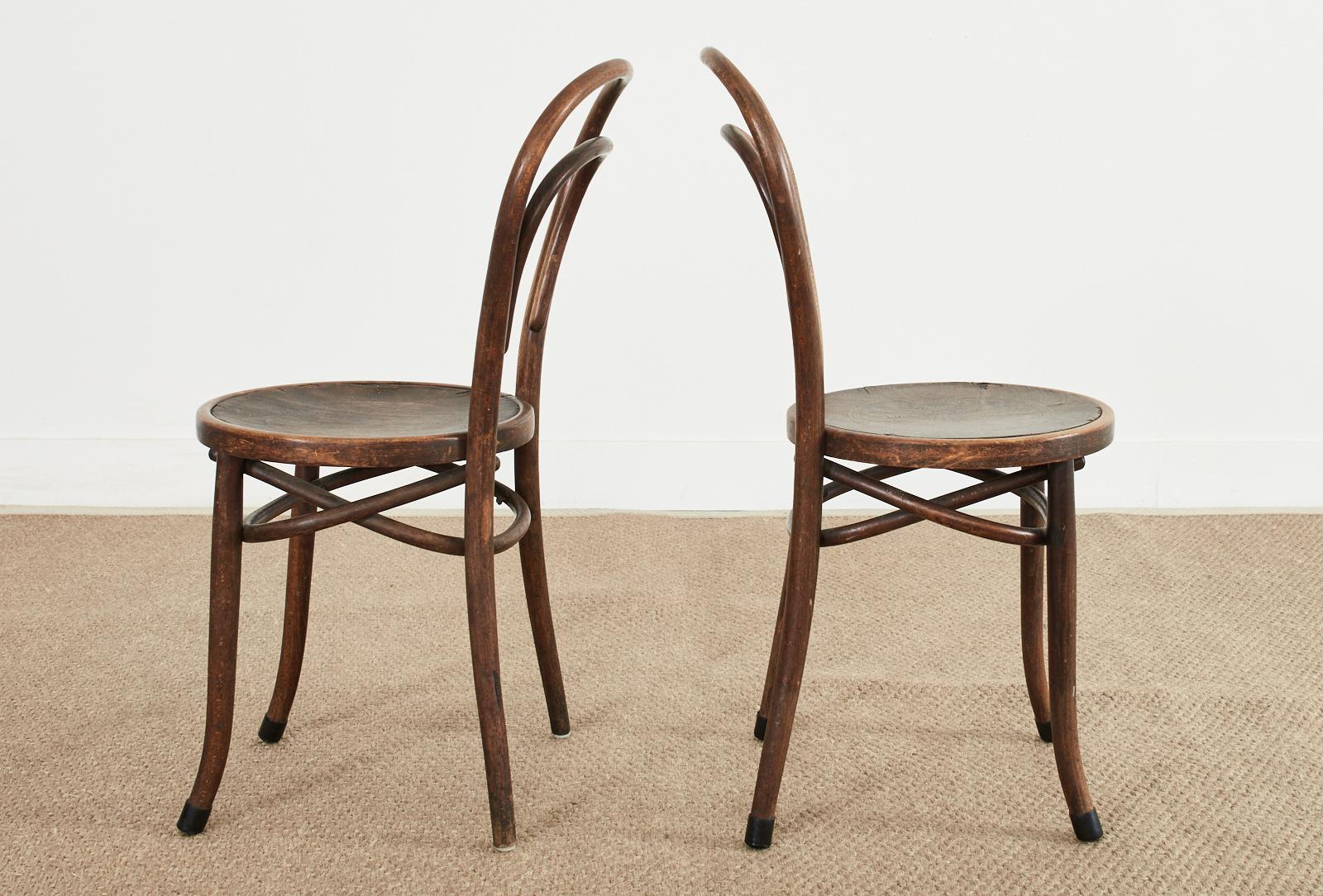 19th Century Set of Six J and J Kohn for Thonet Bentwood Bistro Dining Chairs