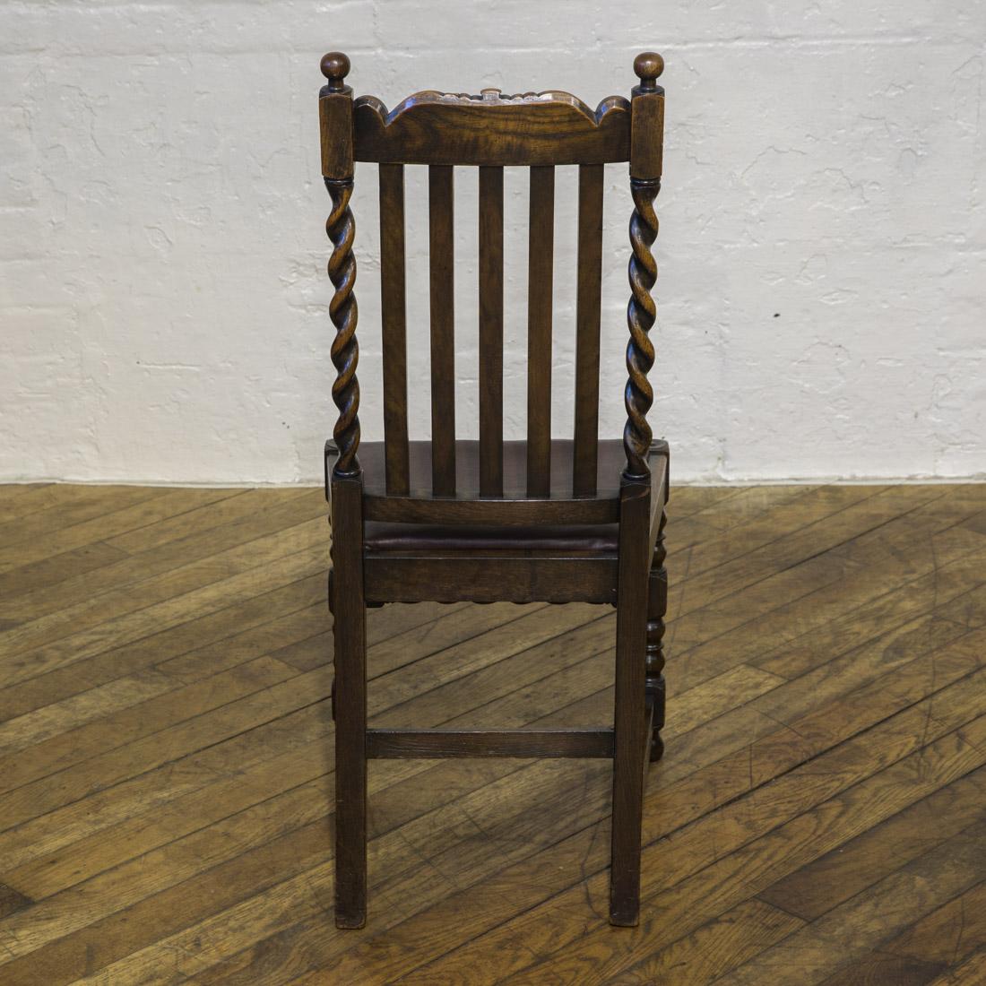 Set of Six Jacobean Influenced Oak Chairs For Sale 4