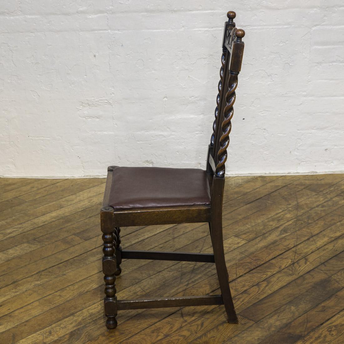 Set of Six Jacobean Influenced Oak Chairs For Sale 5
