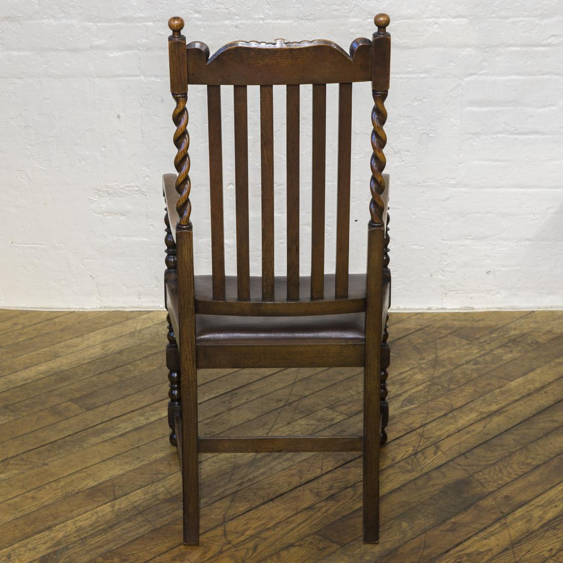 Set of Six Jacobean Influenced Oak Chairs For Sale 9