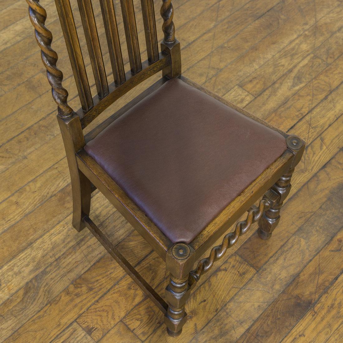 Set of Six Jacobean Influenced Oak Chairs For Sale 1