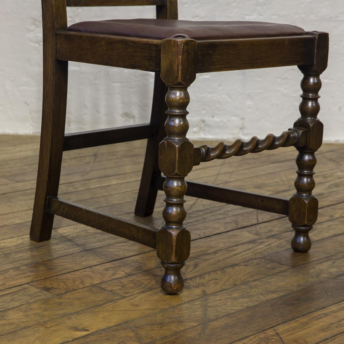 Set of Six Jacobean Influenced Oak Chairs For Sale 2