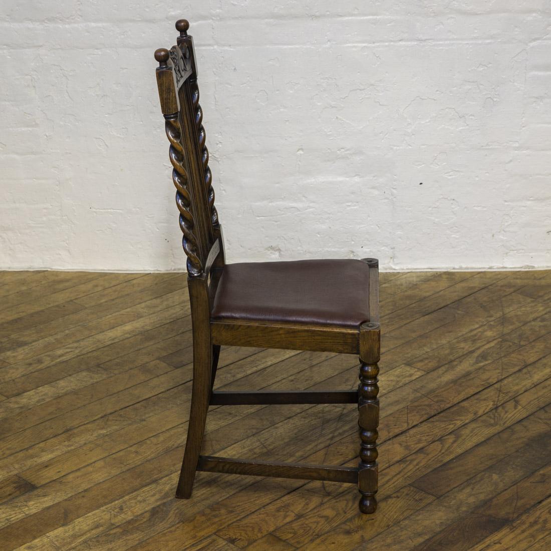 Set of Six Jacobean Influenced Oak Chairs For Sale 3