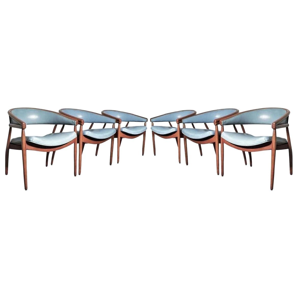 Ensemble de six chaises King Cole de James Mont en cuir