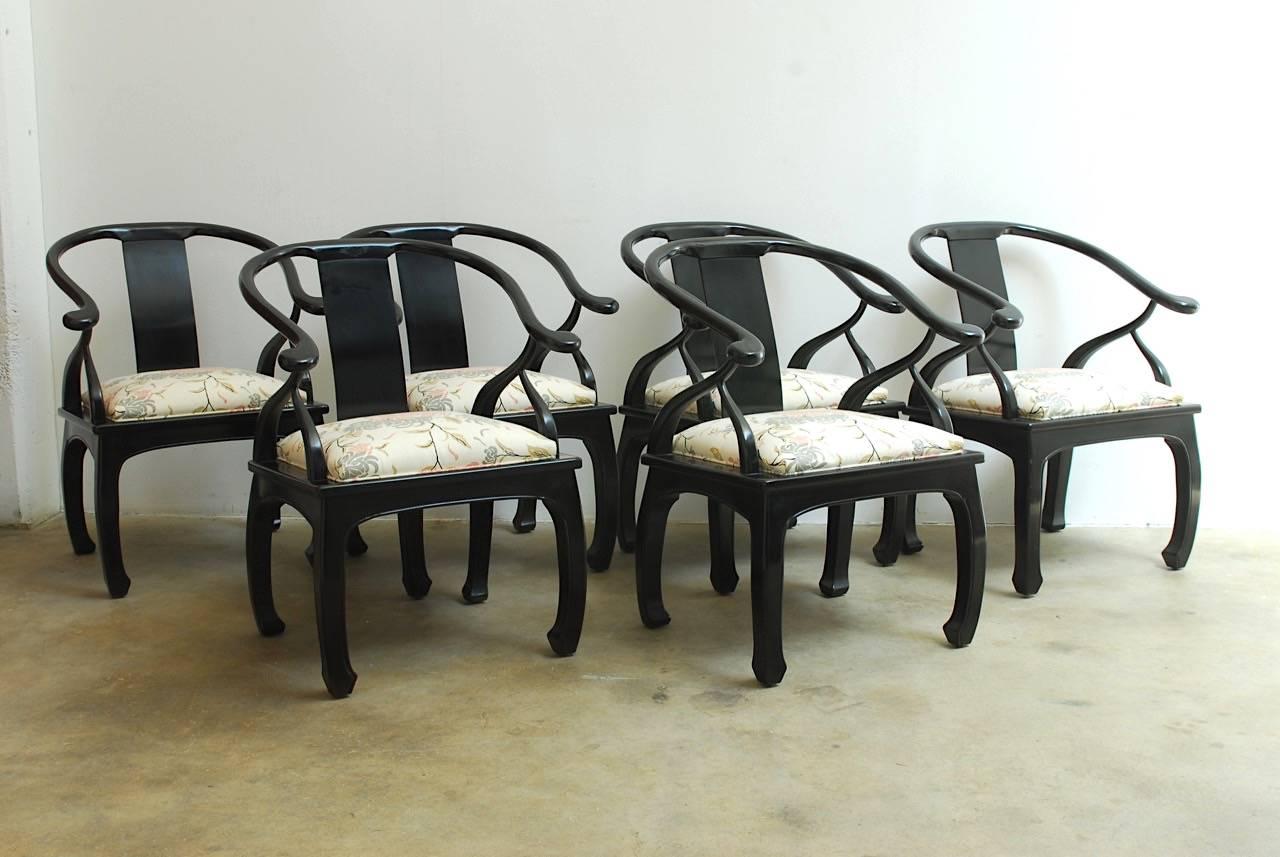 Set of Six James Mont Style Horseshoe Chairs by Bernhardt 5