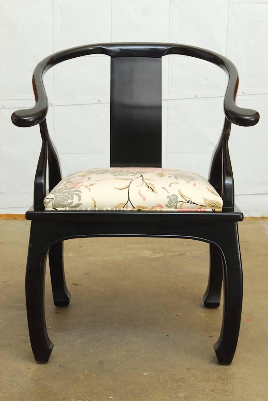 Hollywood Regency Set of Six James Mont Style Horseshoe Chairs by Bernhardt