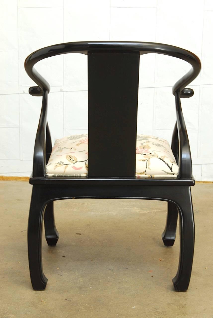 Lacquered Set of Six James Mont Style Horseshoe Chairs by Bernhardt