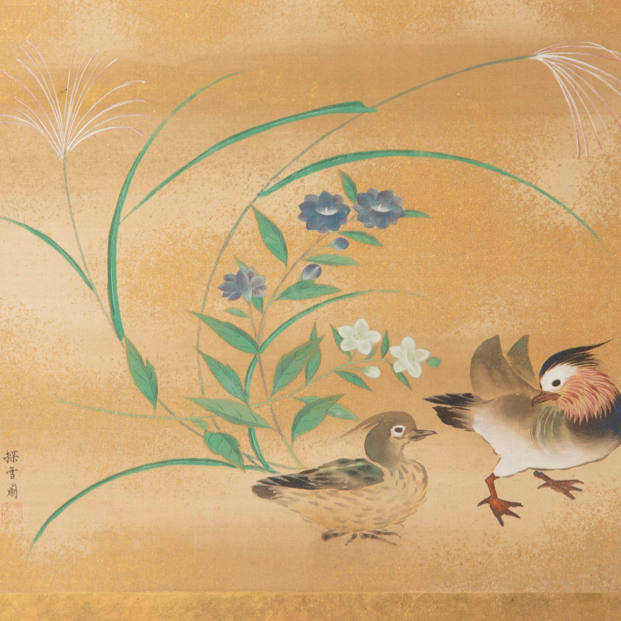 Set of Six Japanese 19th Century Paintings For Sale 3